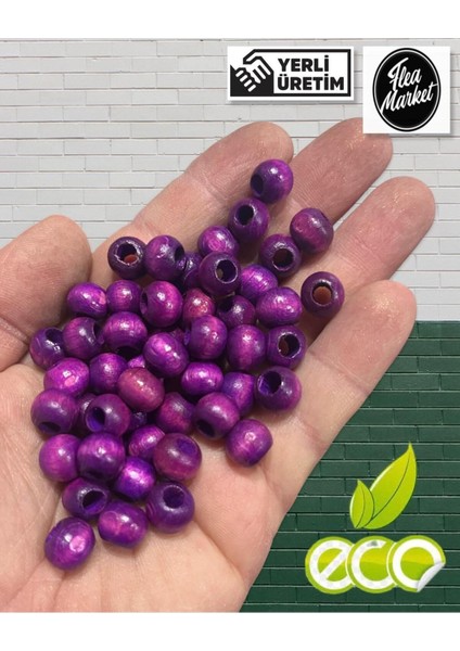 Ekonomik Paket 1 Kilo 10MM Ahşap Boncuk - Lila - ( Ort - 2500-3000 Adet )