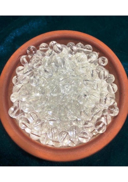 8mm Yuvarlak Şeffaf Cam Boncuk - Takı Boncuğu - 50 Adet -