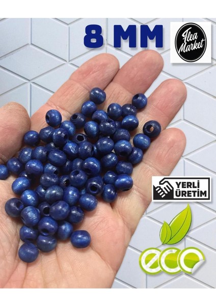 Ekonomik Paket 1 Kilo 8mm Ahşap Boncuk - Mor - ( Ort - 3300-4000 Adet )