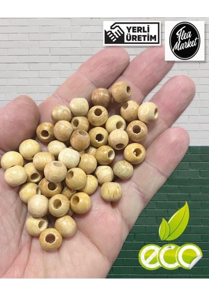 Ekonomik Paket 1 Kilo 10MM Ahşap Boncuk - Krem - ( Ort - 2500-3000 Adet )