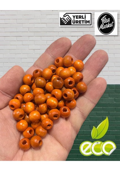 Ekonomik Paket 1 Kilo 10MM Ahşap Boncuk - Turuncu - ( Ort - 2500-3000 Adet )