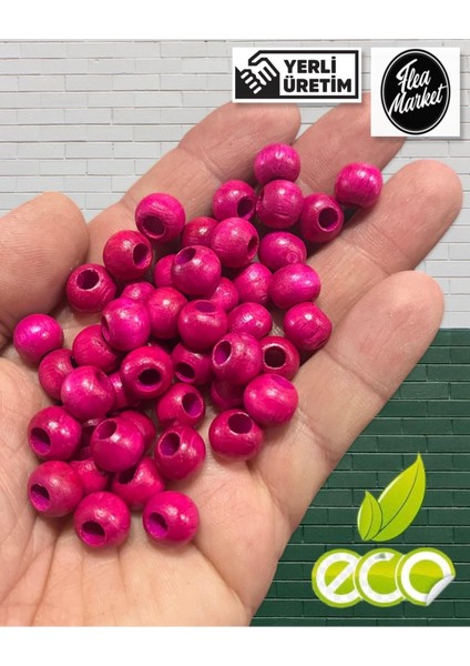 Ekonomik Paket 1 Kilo 10MM Ahşap Boncuk - Fuşya - ( Ort - 2500-3000 Adet )