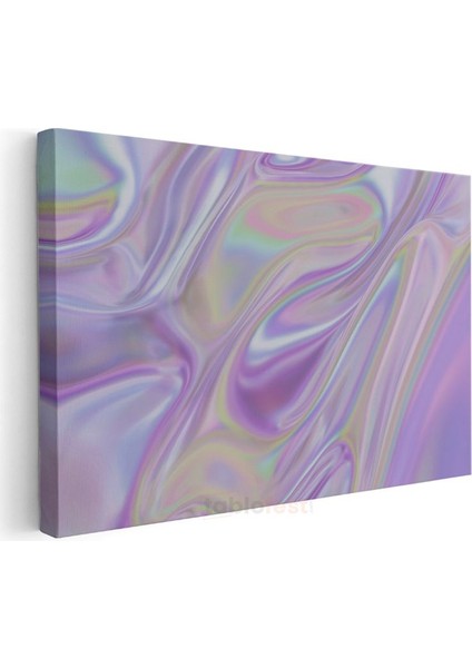 Holografik Akış - Mor Pembe Soyut Dalga Desenleri Kanvas Tablo modelleri