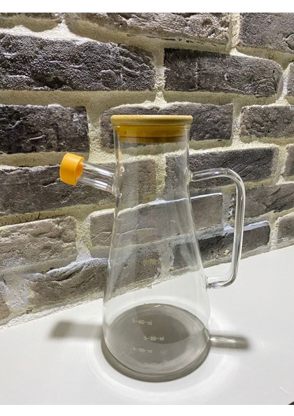 Bambu kapaklı 900 ml cam yağ şişesi, şeffaf ve şık tasarım, 3 adet indirimleri