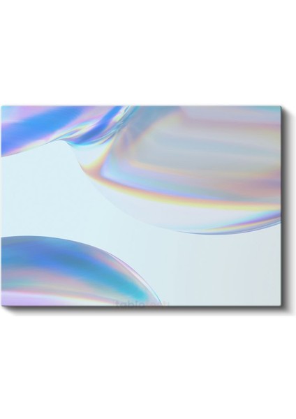 Holografik Dalgalar - Gökkuşağı Renkli Minimalist Akışkan Formlar Kanvas Tablo fiyatları