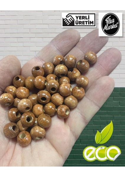 Ekonomik Paket 1 Kilo 10MM Ahşap Boncuk - Meşe - ( Ort - 2500-3000 Adet )