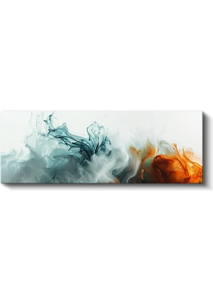Ateş ve Buz - Turkuaz Turuncu Akışkan Sanat Kanvas Tablo fiyatları