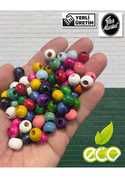 Ekonomik Paket 1 Kilo 10MM Ahşap Boncuk - Karışık Renk - ( Ort - 2500-3000 Adet )
