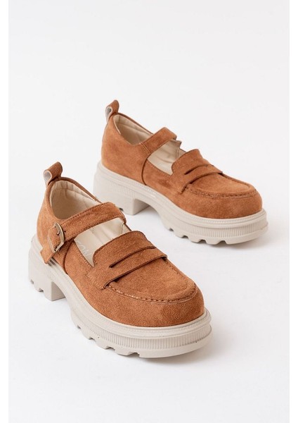 745-771 Taba Süet Kadın Günlük Yüksek Tabanlı Loafer Ayakkabı modelleri