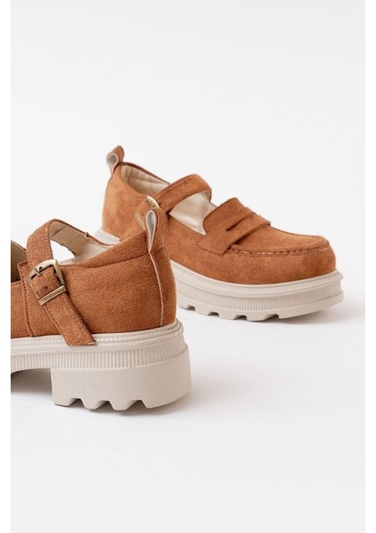 745-771 Taba Süet Kadın Günlük Yüksek Tabanlı Loafer Ayakkabı indirimleri