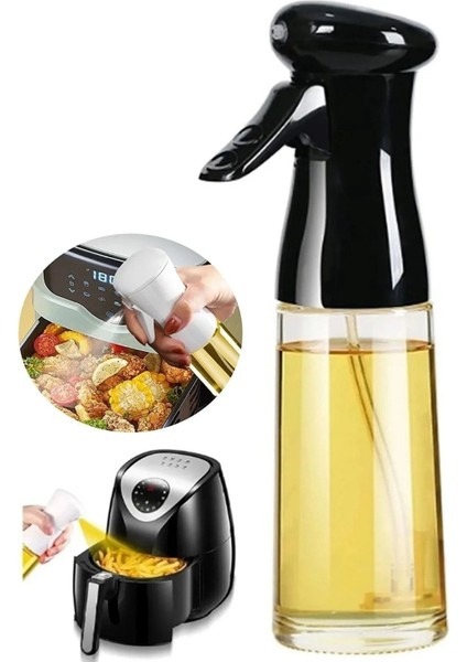 200 ml Siyah Cam Spreyli Yağ ve Sirke Püskürtücü, 2'li set