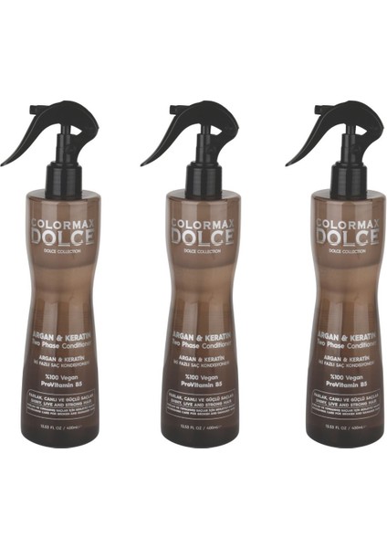 New Series Argan&keratin Iki Fazlı Saç Kondisyoner / Sprey / Fön Suyu 400 ml 3 Adet