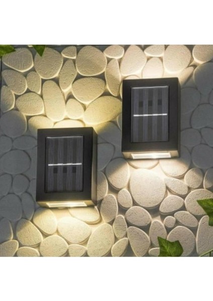 11 cm Solar Çift Taraflı Duvar Aplik Lambası 4 Ledli Sarı Işık Güneş Enerjili Bahçe Dekoratif Lamba fiyatları