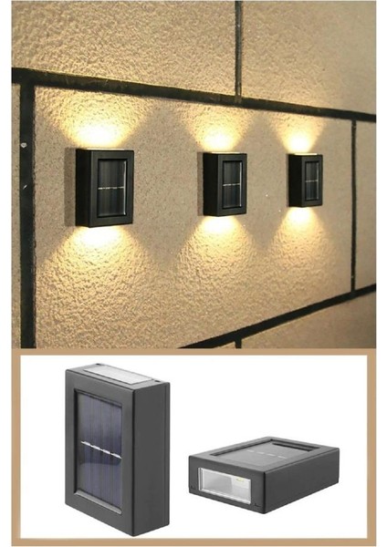 11 cm Solar Çift Taraflı Duvar Aplik Lambası 4 Ledli Sarı Işık Güneş Enerjili Bahçe Dekoratif Lamba modelleri