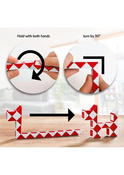 Rubiks Snake Şekilden Şekle Giren Oyuncak Dikkat Beceri Gelişim Oyuncağı 24 Adım Krmz