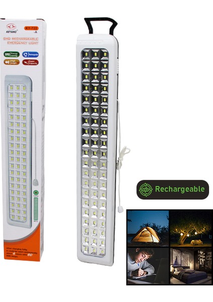 60 Smd LED Şarjlı Işıldak Fener - Emergency Lıght-Findit