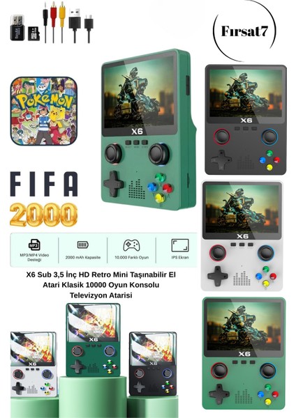 X6 Oyun Konsolu +10.000 Oyun Hd Ekran 2000MAH Tv Bağlanabilir Dual 3D Joystick Oyun Konsolu fiyatları