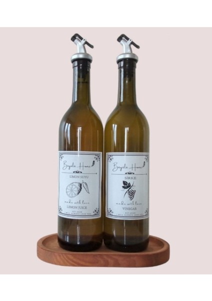 Ahşap standlı 2'li amber cam limonluk ve sirkelik seti, şık ve kullanışlı, 750 ml