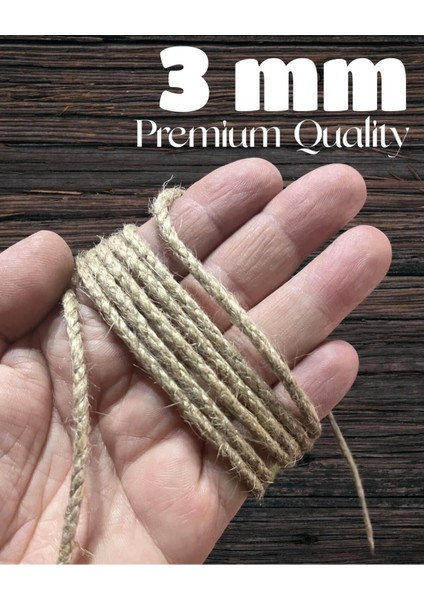3 mm 15 Metre ( Jüt Halat Kendir Doğal Ip )
