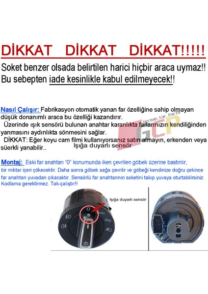 Golf 7 Auto Far Anahtarı - Golf 7 Otomatik Yanan Far Anahtarı fiyatları