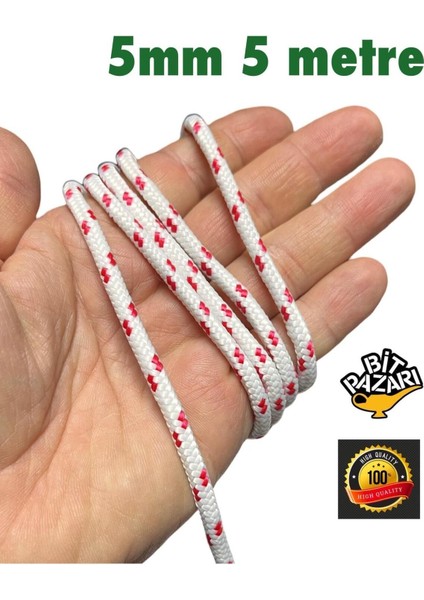 5mm 5 Metre Ipek Halat , Iskota Halat , Salıncak Ipi , Bağlama Ipi - Hamak Ipi
