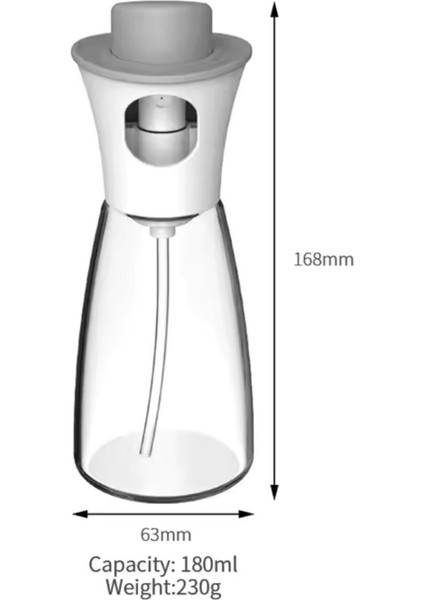 220 ml Cam Sprey Yağdanlık, Limon ve Sirke Püskürtme Aparatı, Beyaz