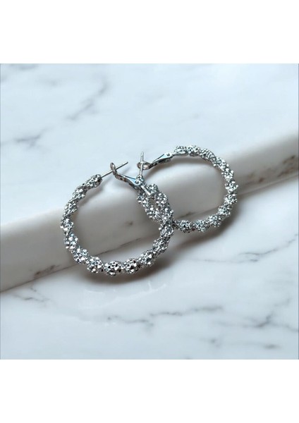 Gümüş Iğne Uçlu Şık Klasik Model Halka Küpe