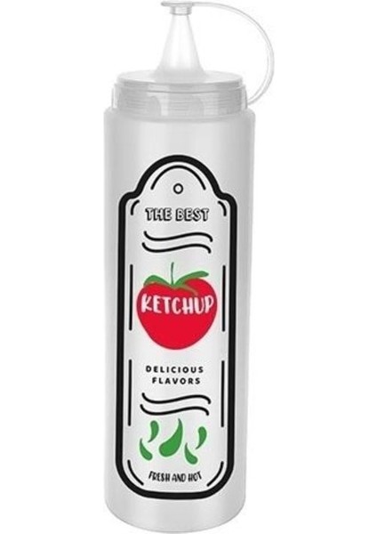 Şık ve kullanışlı desenli 400 ml sos şişesi, beyaz renk, titizlikle tasarlandı.