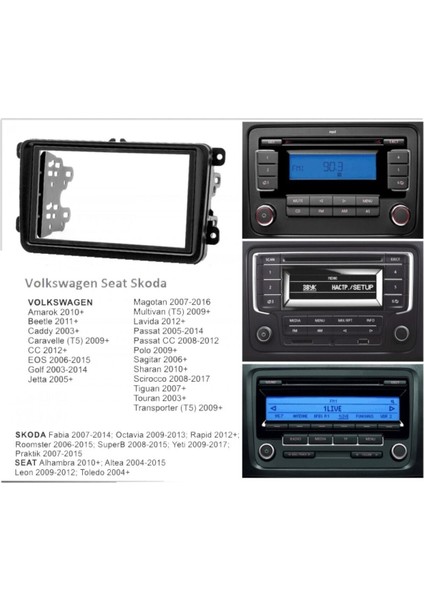 Volkswagen Polo Caddy Golf 5 Golf 6 Transpoter 7inç Double Teyp Çerçevesi Uyumlu modelleri