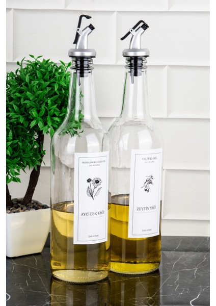 2'li Şeffaf Cam Yağdanlık Seti, 750 ml, sızdırmaz ve şık tasarım, beyaz renk