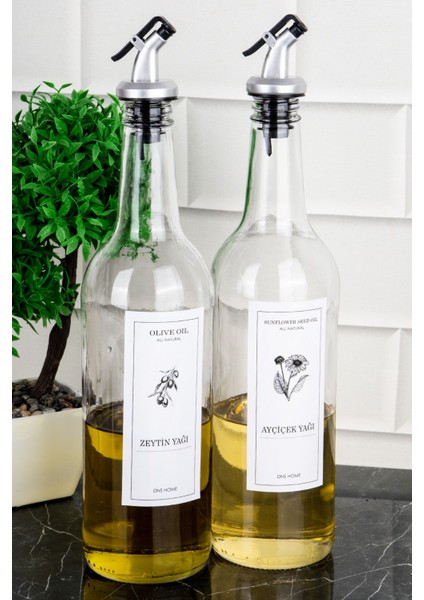 2'li Şeffaf Cam Yağdanlık Seti, 750 ml, sızdırmaz ve şık tasarım, beyaz renk