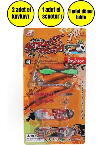 Mini Skate Board Finger Parmak Kaykay Scooter ve Aksesuarlar Oyun Seti