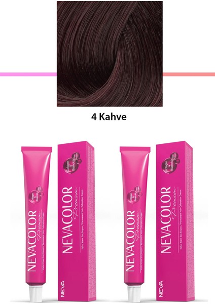 2 Li Set Premium 4 Kahve - Kalıcı Krem Saç Boyası 2 x 50 gr Tüp