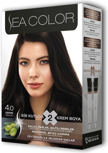 2 Tüp Krem Saç Boyası Seti Kahve No:4.0