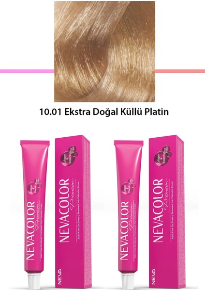 2 Li Set Premium 10.01 Ekstra Doğal Küllü Platin - Kalıcı Krem Saç Boyası