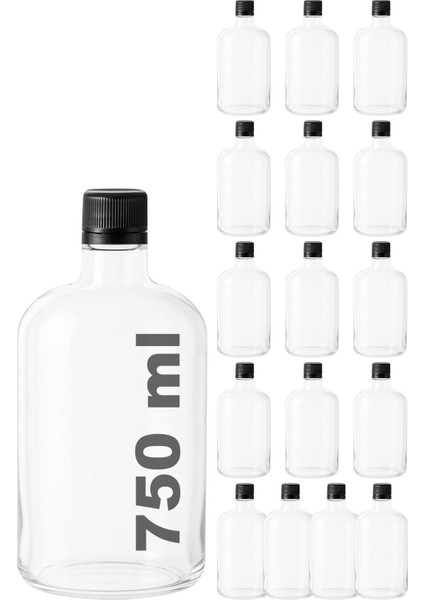 750 ml Siyah Kapaklı Şeffaf Yağ Şişesi, 16'lı Paket, Sızdırmaz, Dayanıklı ve Pratik kullanım