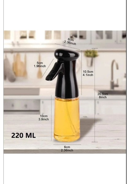 230 ml Siyah Sprey Yağdanlık, Cam Şişe, Püskürtme, Çok Amaçlı Kullanım