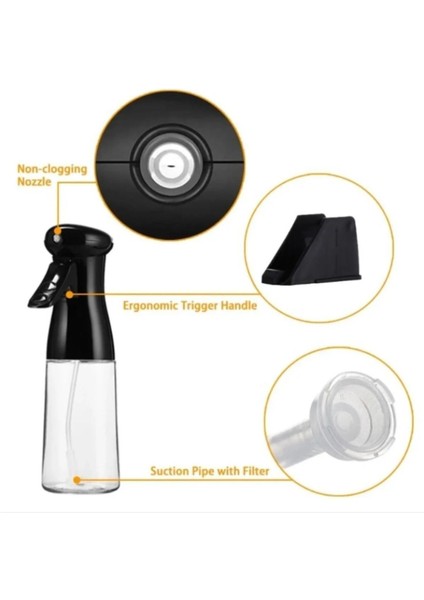 230 ml Siyah Sprey Yağdanlık, Cam Şişe, Püskürtme, Çok Amaçlı Kullanım modelleri