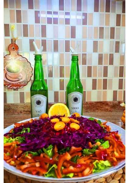 Yeşil 2'li Cam Yağlık ve Sirkelik, Kapaklı, 500 ml, şık ve kullanışlı set fiyatları