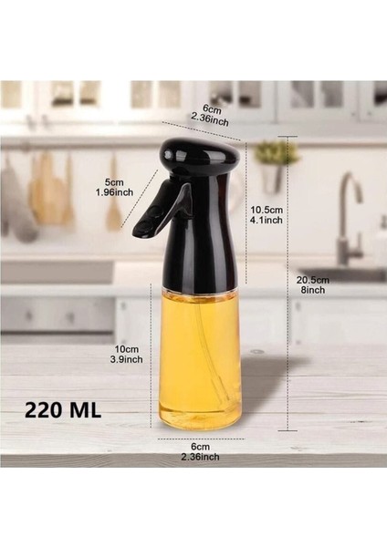 220 ml Siyah Sprey Yağdanlık, Püskürtmeli ve Dökülmesiz, Airfryer Uyumlu modelleri