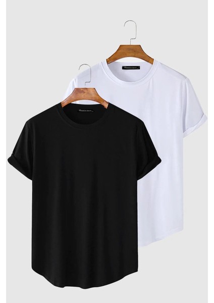 2'li Erkek Oval Kesim Basic Fit Pis Yaka Salaş T-Shirt