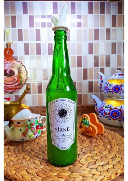 Yeşil 2'li Cam Yağlık ve Sirkelik, Kapaklı, 500 ml, şık ve kullanışlı set modelleri