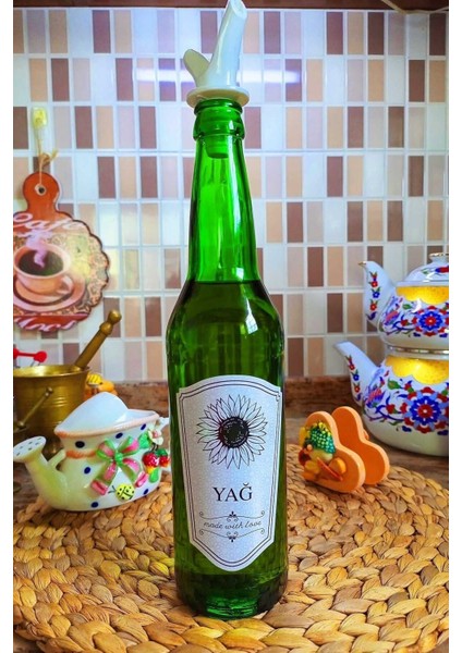 Yeşil 2'li Cam Yağlık ve Sirkelik, Kapaklı, 500 ml, şık ve kullanışlı set fırsatları