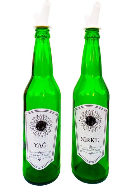 Yeşil 2'li Cam Yağlık ve Sirkelik, Kapaklı, 500 ml, şık ve kullanışlı set indirimleri