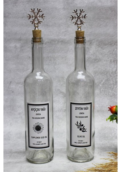 Şeffaf 2'li gümüş kar tanesi desenli 750ml yağdanlık seti, turuncu renk ile şıklık sağlar