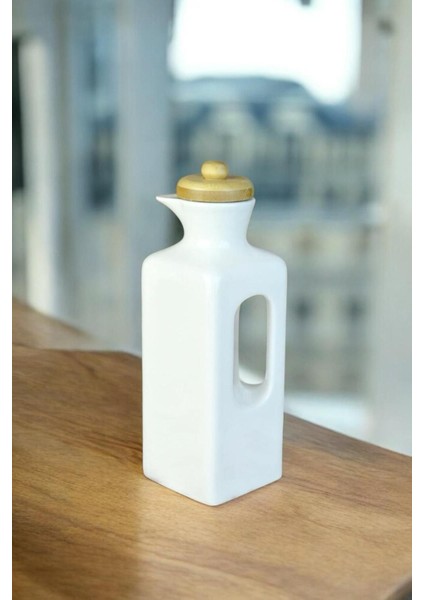 2'li 700 ml Bambu Kapaklı Porselen Yağlık ve Sirkelik Seti Beyaz modelleri