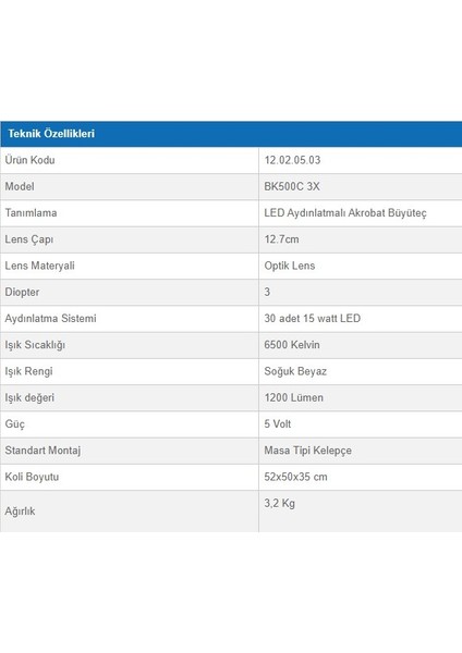 BK500C LED 3x Akrobat Büyüteç modelleri