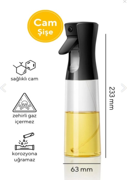 200 ml Sprey Yağdanlık, şık ve kullanışlı mutfak gereci, siyah renk