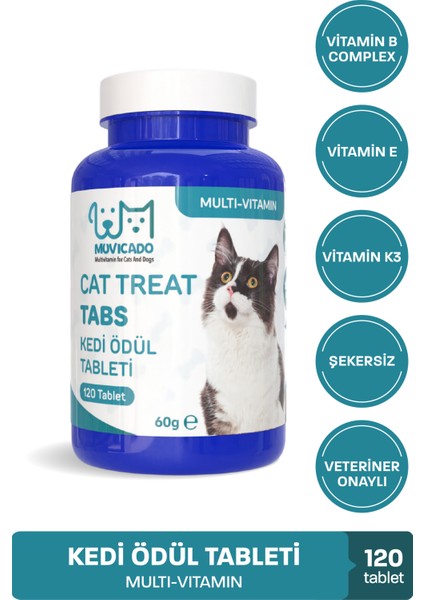 Kedi Ödülü Kedi Ödül Tableti Multi Vitamin Kedi Tüy Tüyü Bakımı Biyotin Çinko Omega 3-6 Balık Yağı