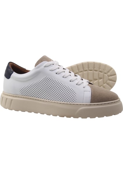 Erkek Beyaz Deri & Bej Süet Sneaker modelleri